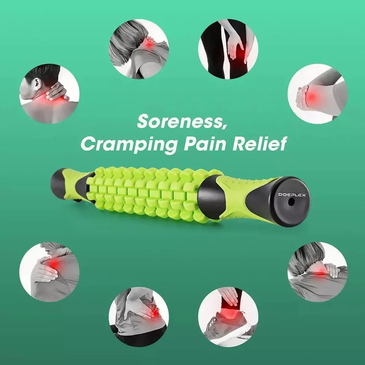 Muscle Roller Stick Full Body Fitness Massage Tool for Home and Gym Use - Black