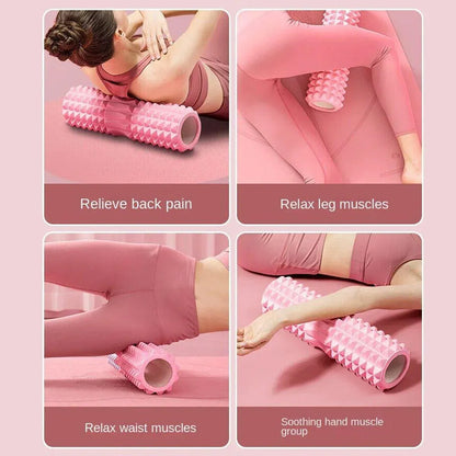 High Density EVA Foam Roller Yoga Massage Stick for Fitness - Wolf Tooth Style Purple-33cm