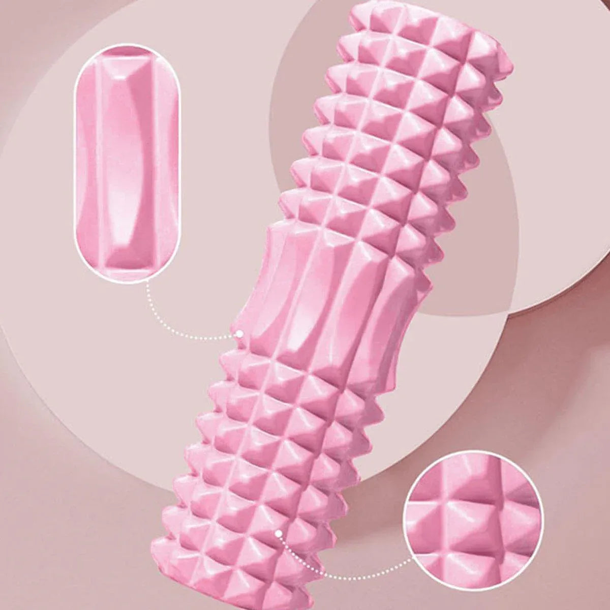High Density EVA Foam Roller Yoga Massage Stick for Fitness - Wolf Tooth Style Purple-33cm