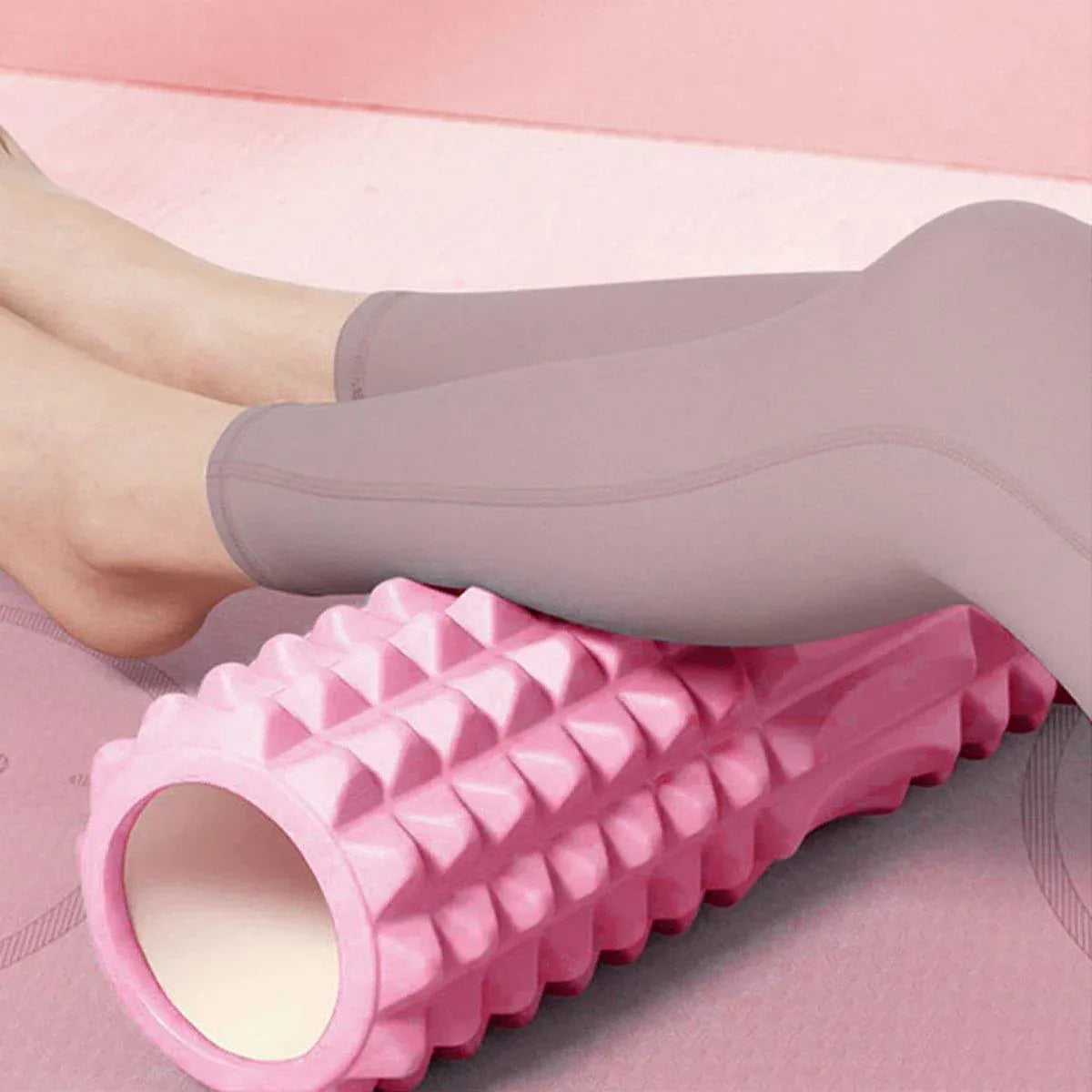 High Density EVA Foam Roller Yoga Massage Stick for Fitness - Wolf Tooth Style Purple-33cm