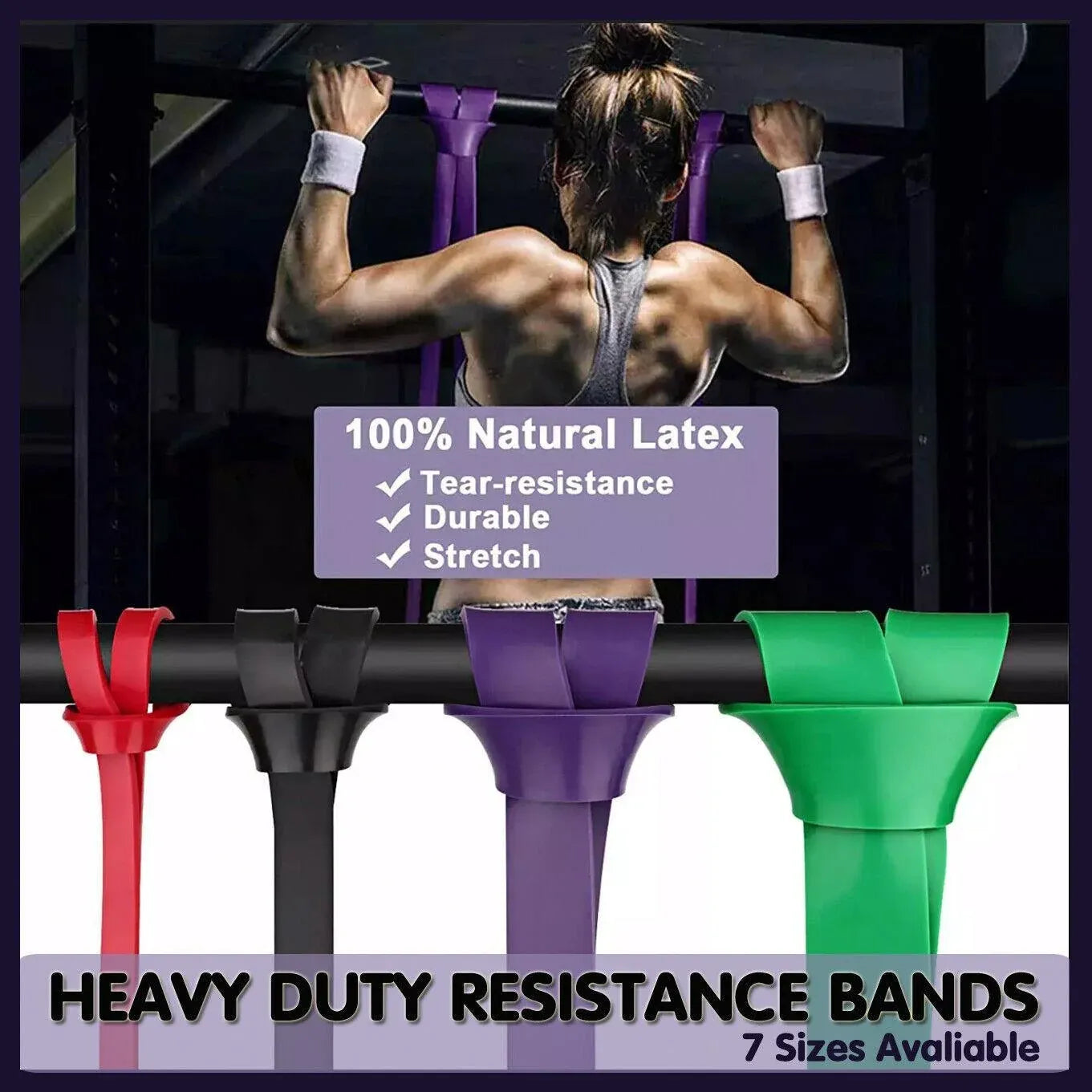 Heavy Duty Resistance Yoga Band Loop Exercise Fitness Workout Band Gym Band - Blue 125-170 lbs (64mm*2080mm)