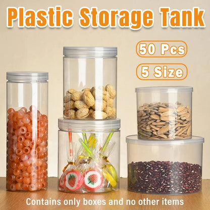 Wide Mouth Plastic Food Bottles 50pcs Transparent Sealed Storage Tanks Container - 8.5cm x 20cm