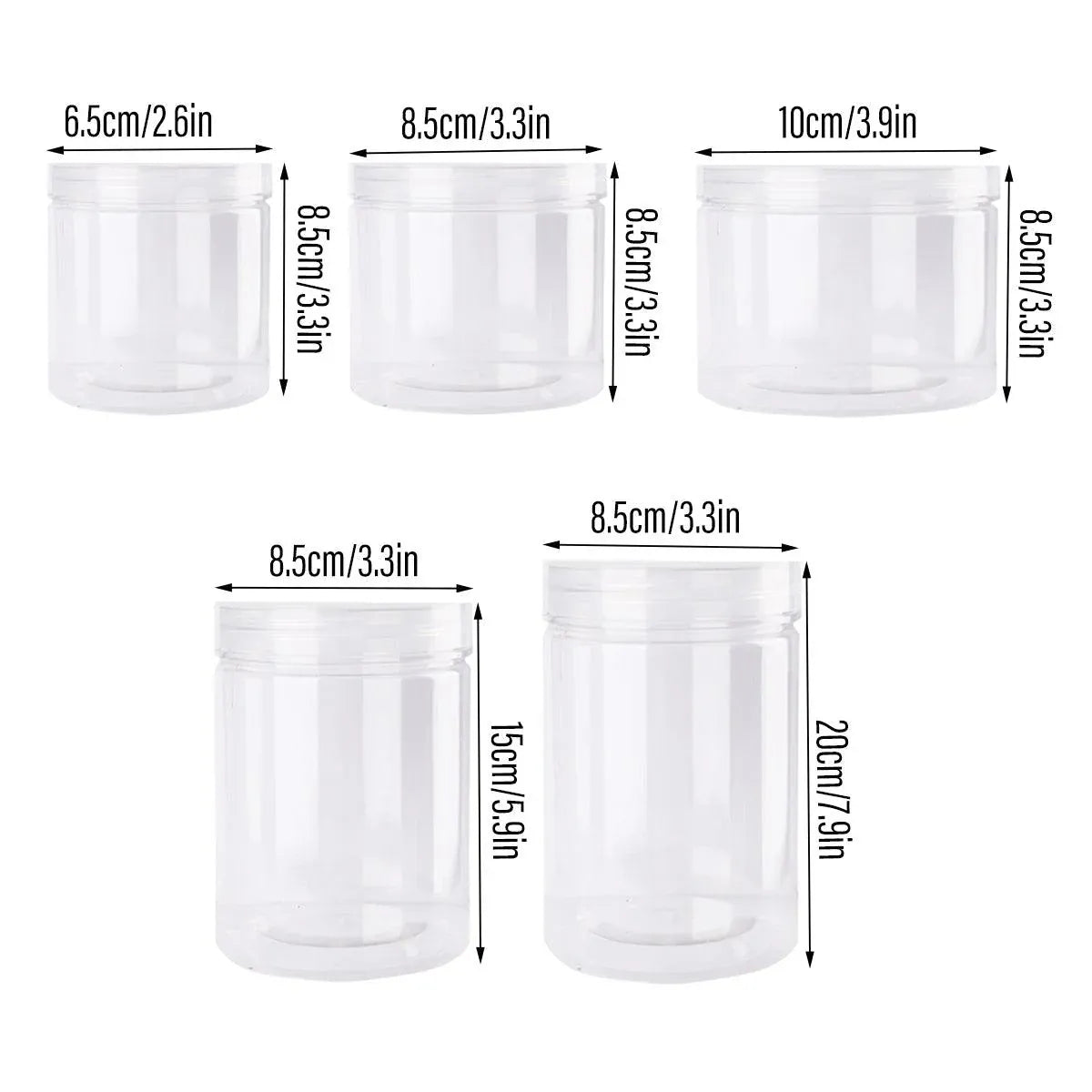 Wide Mouth Plastic Food Bottles 50pcs Transparent Sealed Storage Tanks Container - 10cm x 8.5cm
