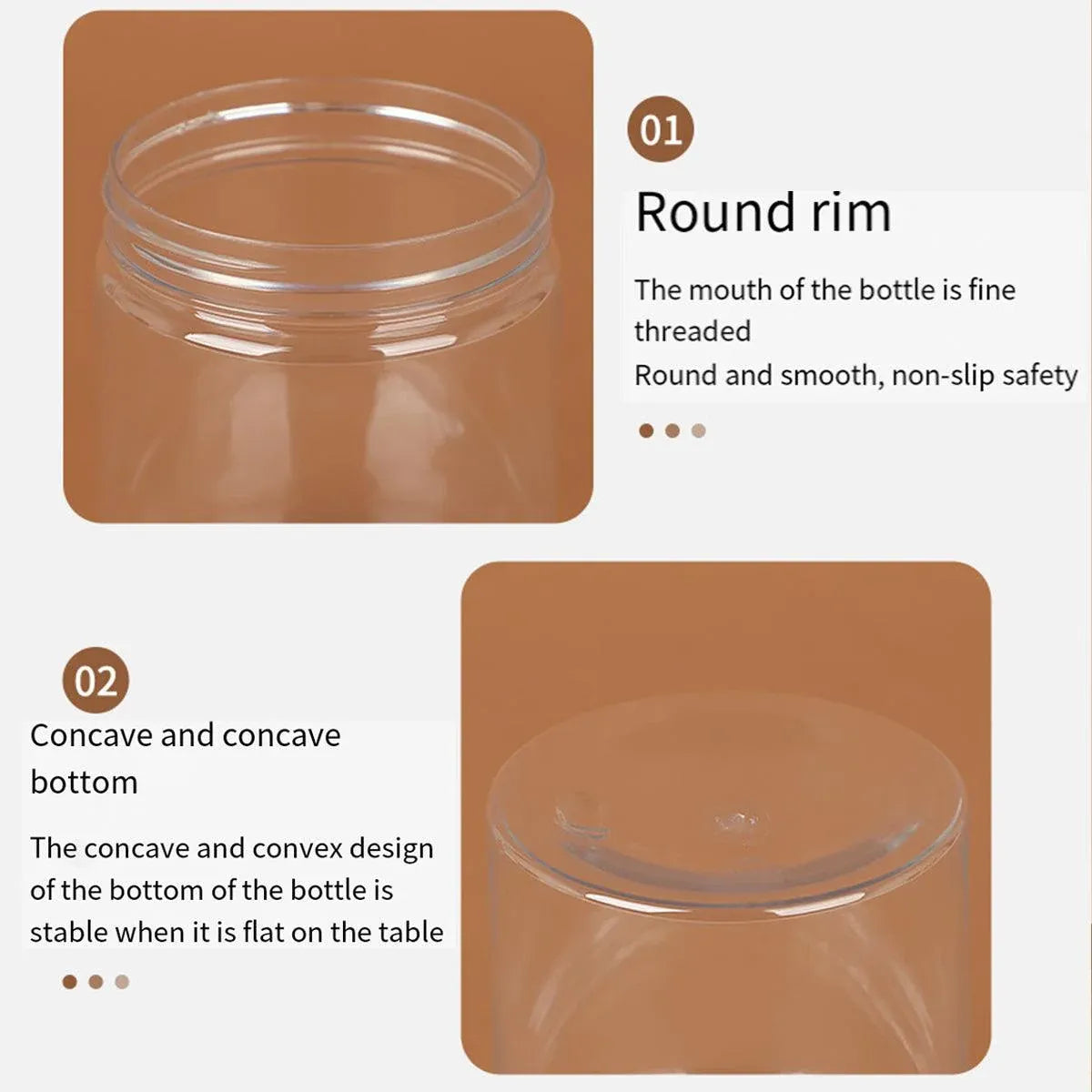 Wide Mouth Plastic Food Bottles 50pcs Transparent Sealed Storage Tanks Container - 10cm x 8.5cm