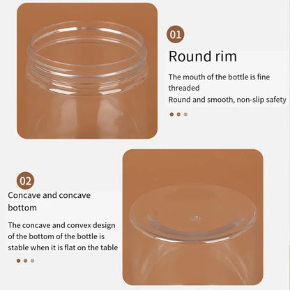 Wide Mouth Plastic Food Bottles 50pcs Transparent Sealed Storage Tanks Container - 10cm x 8.5cm