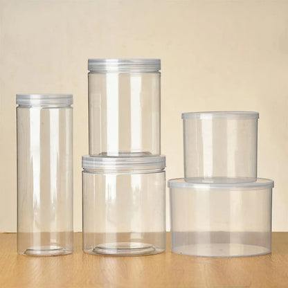 Wide Mouth Plastic Food Bottles 50pcs Transparent Sealed Storage Tanks Container - 10cm x 8.5cm