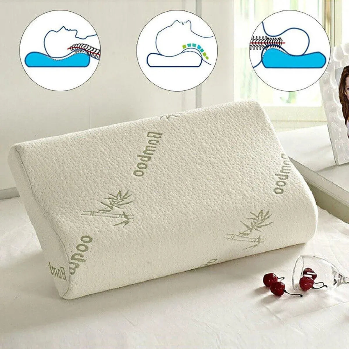 1/2PCS Memory Foam Neck Pillow Wavy Contour Slow Rebound Pillow - 60x40x12cm-2pcs