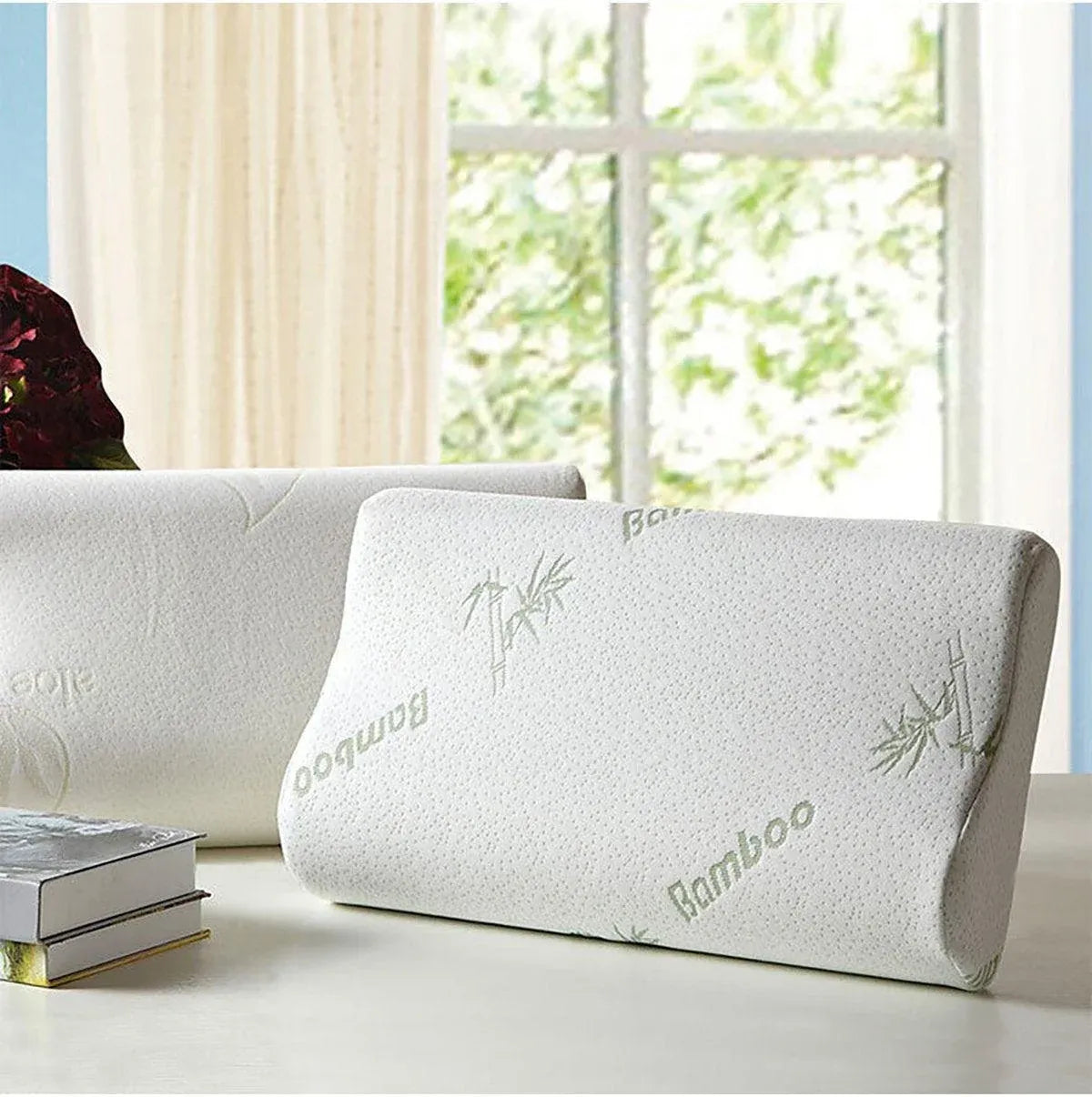 1/2PCS Memory Foam Neck Pillow Wavy Contour Slow Rebound Pillow - 60x40x12cm-2pcs