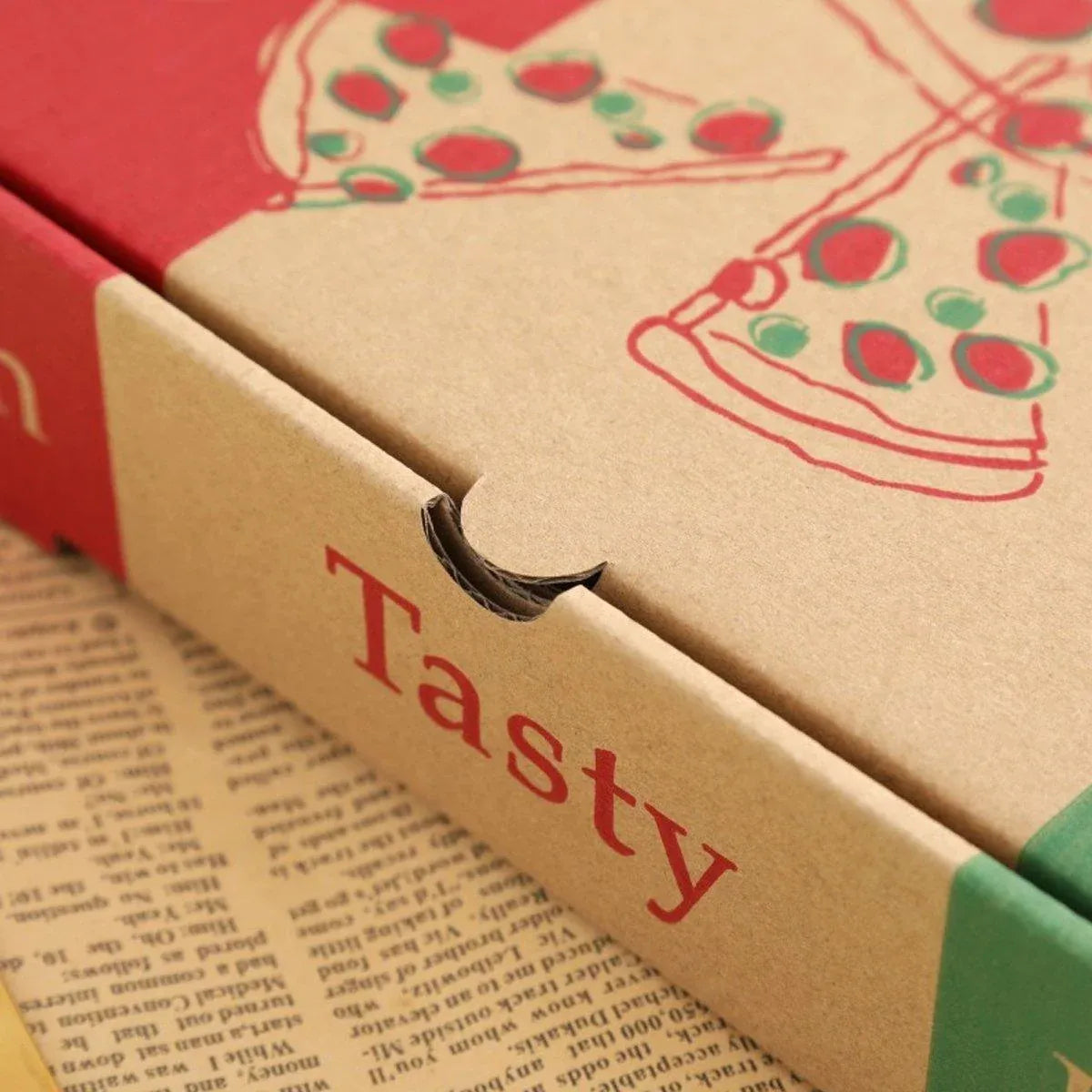 50pcs Pizza Packing Boxes Folding Box Durable Food Storage Containers Colourful - 11inch