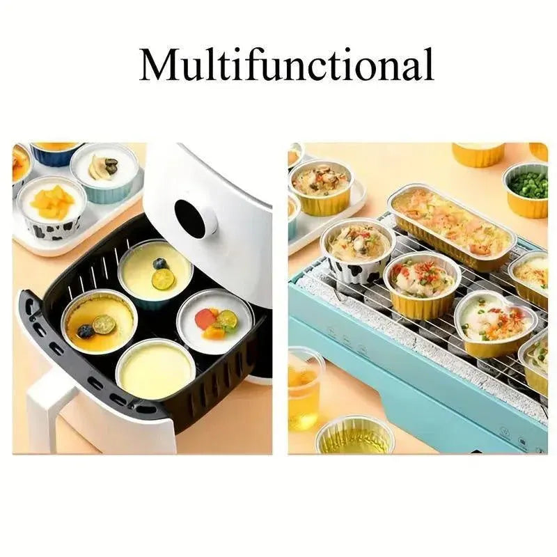 100Pcs Cake Tools Pudding Cake Aluminum Foil Baking Cups Cupcake Cup with Lids - 100pcs-Cow