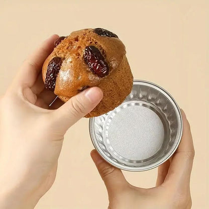 100Pcs Cake Tools Pudding Cake Aluminum Foil Baking Cups Cupcake Cup with Lids - 100pcs-Cow