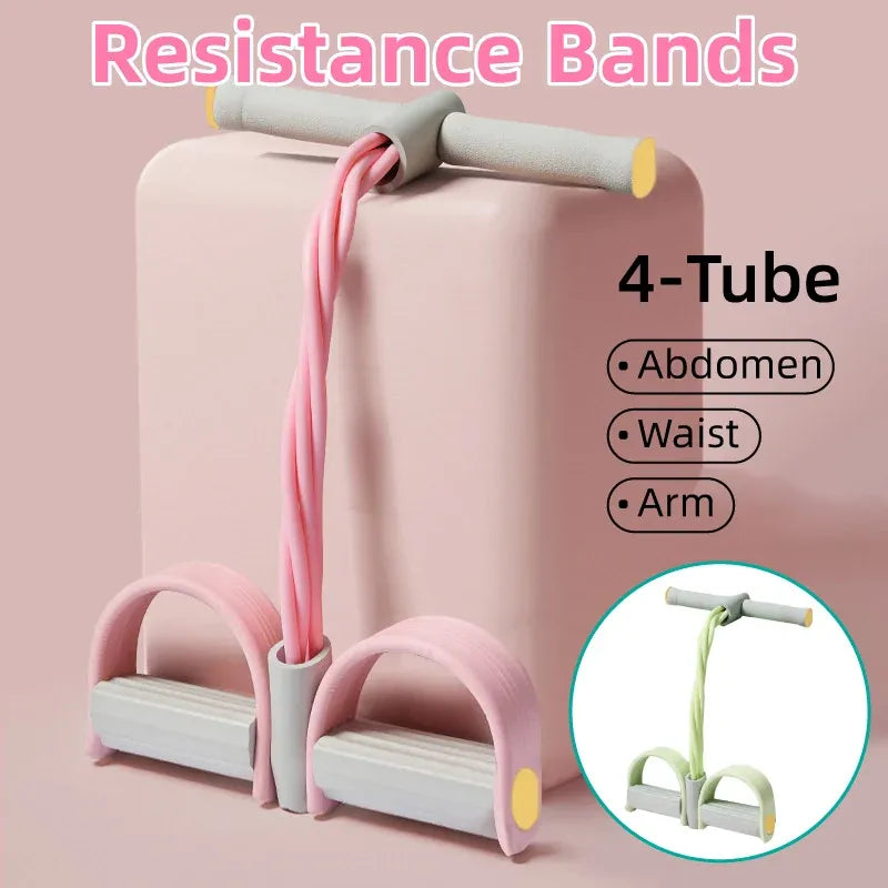 Multifunctional Foot Pedal Resistance Band Home Fitness Pulling Rope Exerciser - Green