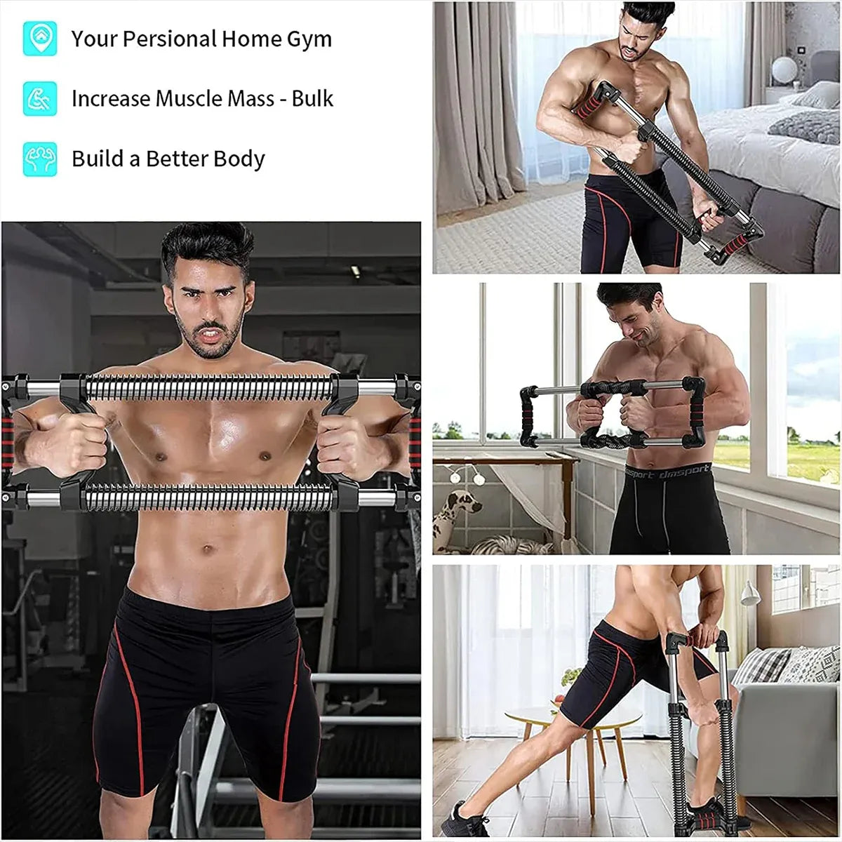 Arm Trainer Pull Press Bar 100kg Resistance Chest Abdomen Home Fitness Equipment