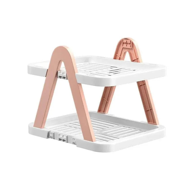 2/3 Tier Removable Shoe Rack Folding Storage Shelf Simple Space Saving Organizer - 2Tier-Pink