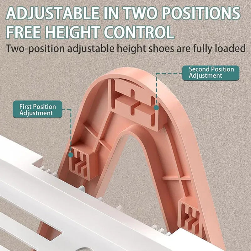 2/3 Tier Removable Shoe Rack Folding Storage Shelf Simple Space Saving Organizer - 2Tier-Pink