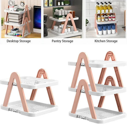 2/3 Tier Removable Shoe Rack Folding Storage Shelf Simple Space Saving Organizer - 2Tier-Pink