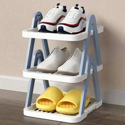 2/3 Tier Removable Shoe Rack Folding Storage Shelf Simple Space Saving Organizer - 3Tier-Pink
