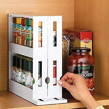 Slide Cabinet Organiser Rack Storage Pantry Kitchen Shelf Spice Jars Can Holder