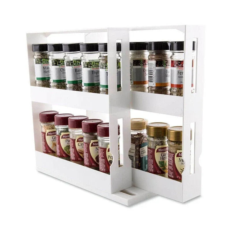 Slide Cabinet Organiser Rack Storage Pantry Kitchen Shelf Spice Jars Can Holder