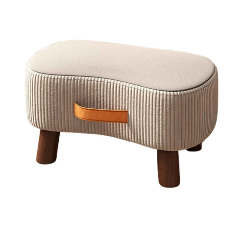 Small Stool for Home Simple Shoe Changing Low Seat Stool Wooden Household Use - Beige