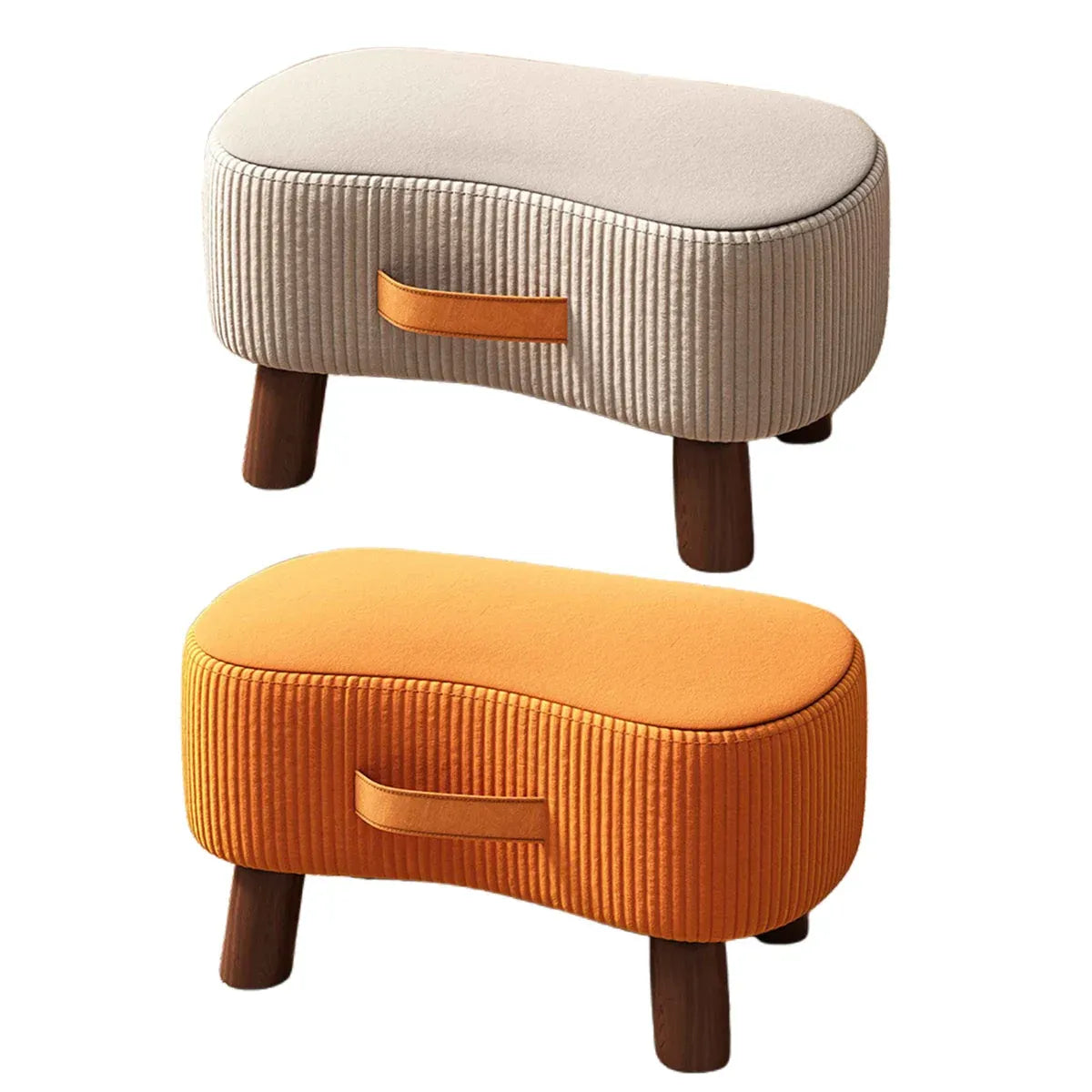 Small Stool for Home Simple Shoe Changing Low Seat Stool Wooden Household Use - Beige