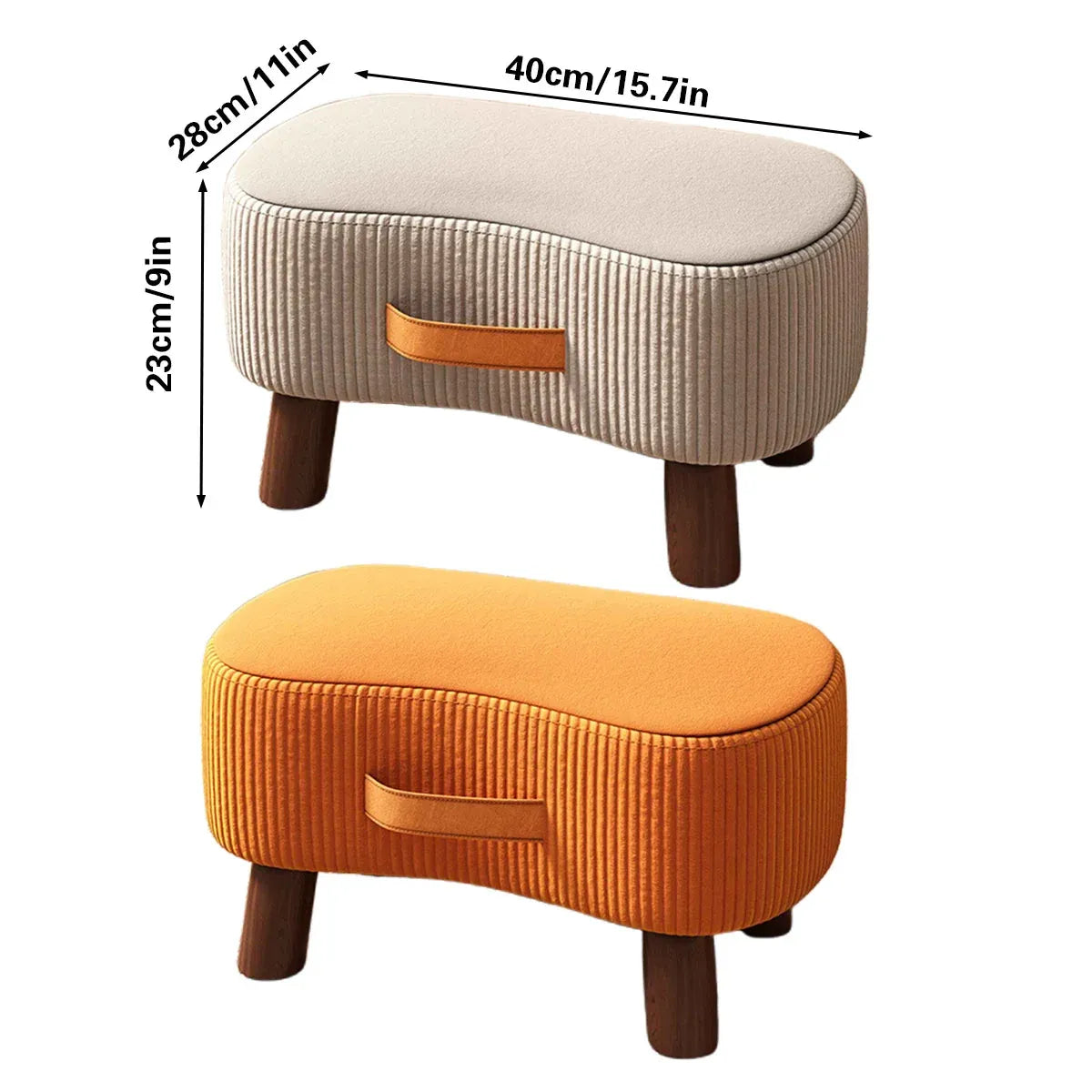Small Stool for Home Simple Shoe Changing Low Seat Stool Wooden Household Use - Beige