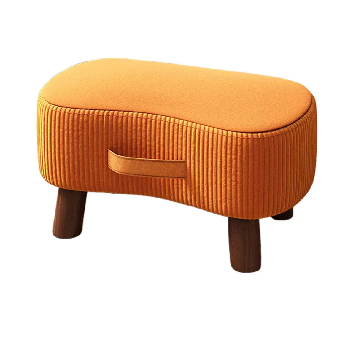 Small Stool for Home Simple Shoe Changing Low Seat Stool Wooden Household Use - Orange
