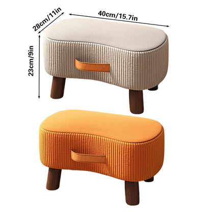 Small Stool for Home Simple Shoe Changing Low Seat Stool Wooden Household Use - Orange