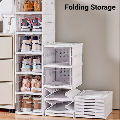 Easy Assemble Shoe Box Foldable Rack 3/6 Layers Storage Transparent Drawers - 3-Tier
