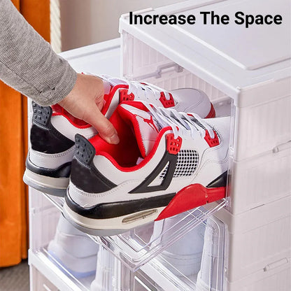 Easy Assemble Shoe Box Foldable Rack 3/6 Layers Storage Transparent Drawers - 3-Tier