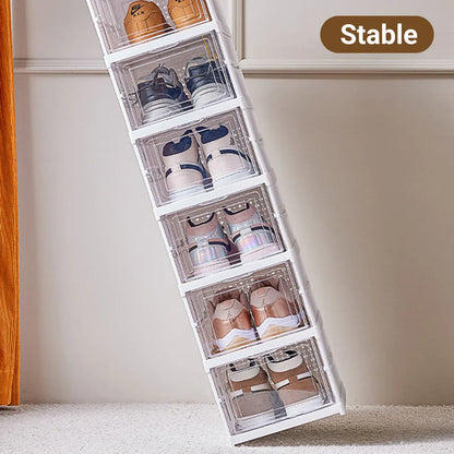 Easy Assemble Shoe Box Foldable Rack 3/6 Layers Storage Transparent Drawers - 3-Tier