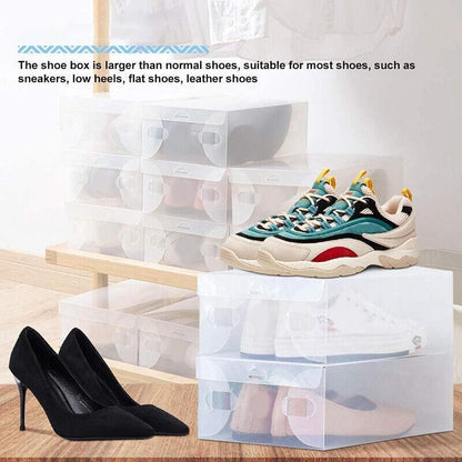 20x Clear Shoe Storage Box Foldable Stackable Plastic Shoe Boxes