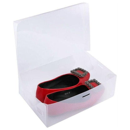 20x Clear Shoe Storage Box Foldable Stackable Plastic Shoe Boxes