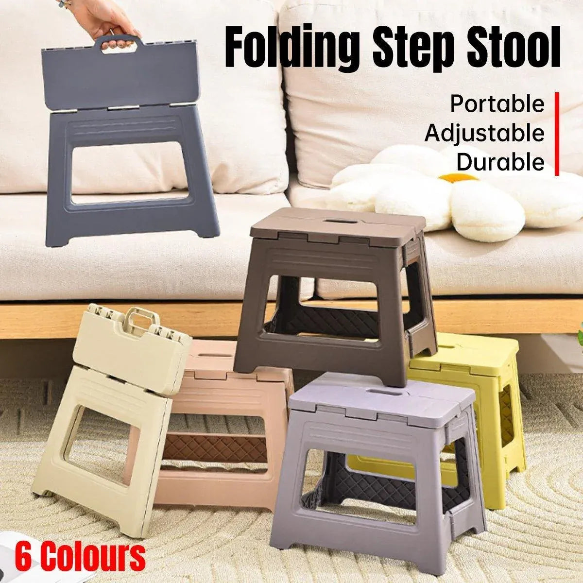 Portable Adjustable Folding Plastic Stool Retractable Outdoor Fishing Chair - Yellow
