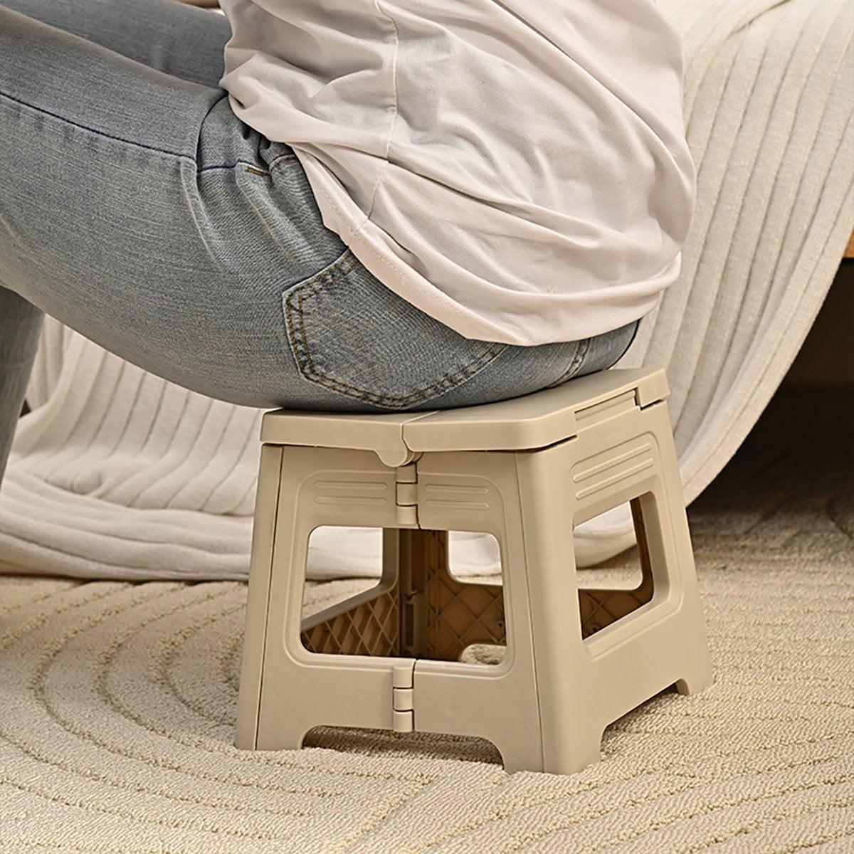 Portable Adjustable Folding Plastic Stool Retractable Outdoor Fishing Chair - Yellow