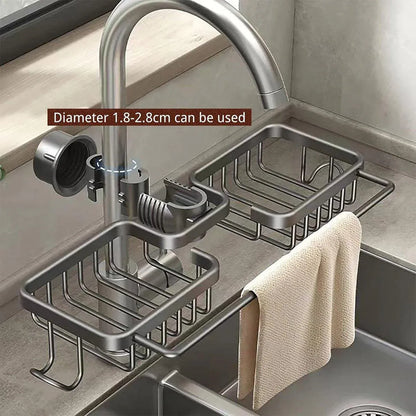 Multifunctional Faucet Shelf Kitchen Storage Sink Draining Basket Household Rack - Silver