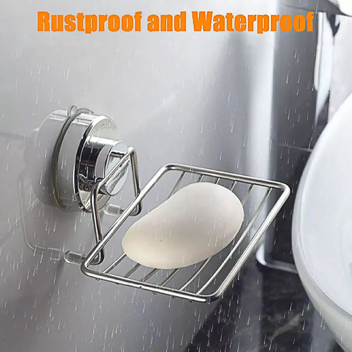 Shower Bar Holder Suction Basket Wall Mounted Stainless Steel Bathroom Soap Dish - Double Layer