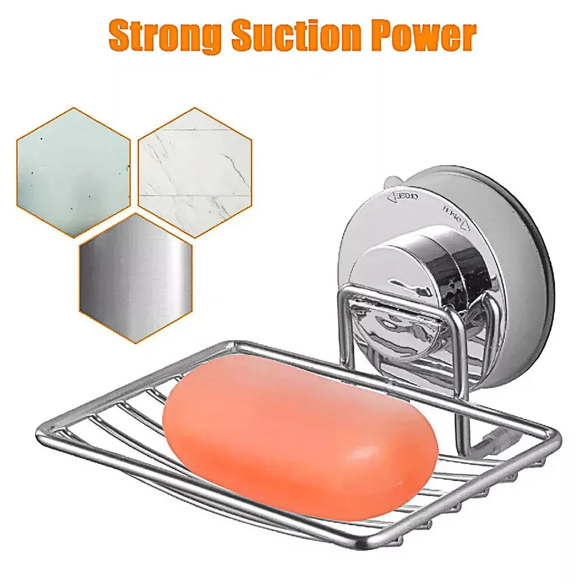 Shower Bar Holder Suction Basket Wall Mounted Stainless Steel Bathroom Soap Dish - Double Layer