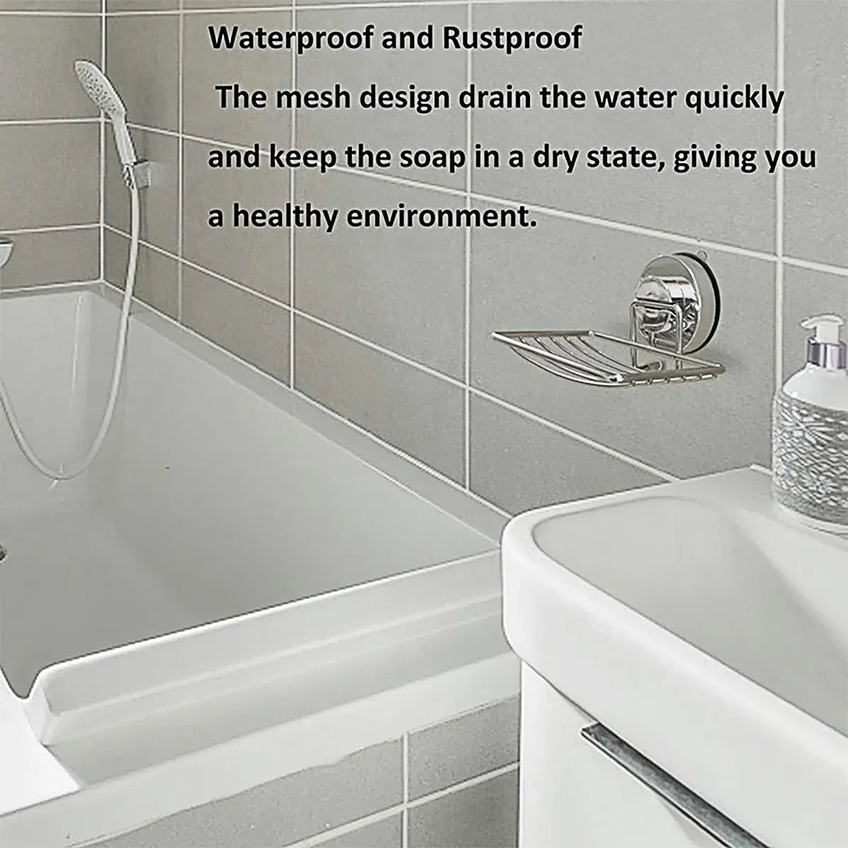 Shower Bar Holder Suction Basket Wall Mounted Stainless Steel Bathroom Soap Dish - Double Layer
