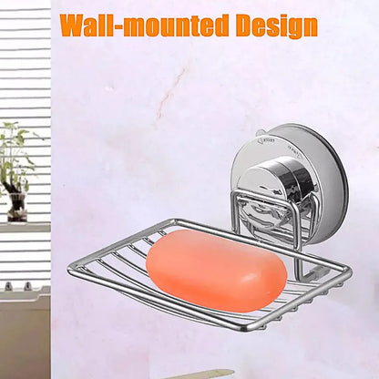 Shower Bar Holder Suction Basket Wall Mounted Stainless Steel Bathroom Soap Dish - Double Layer