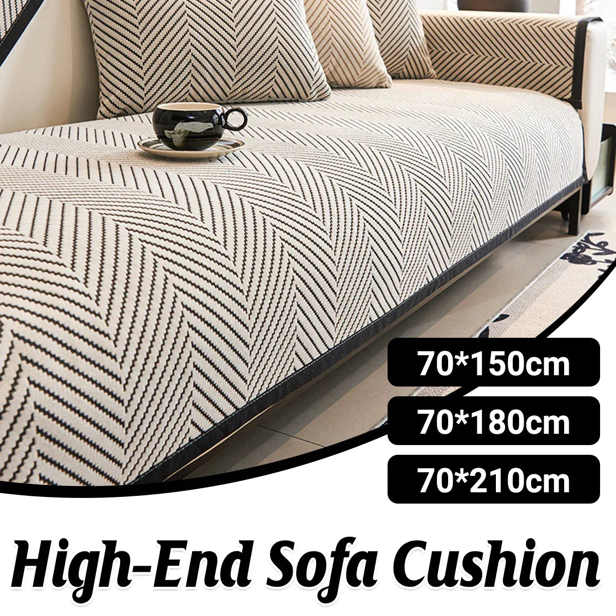 Sofa Cushion Cover Modern Non Slip Couch Protector Furniture Seat Slipcover Pad - 70x210cm