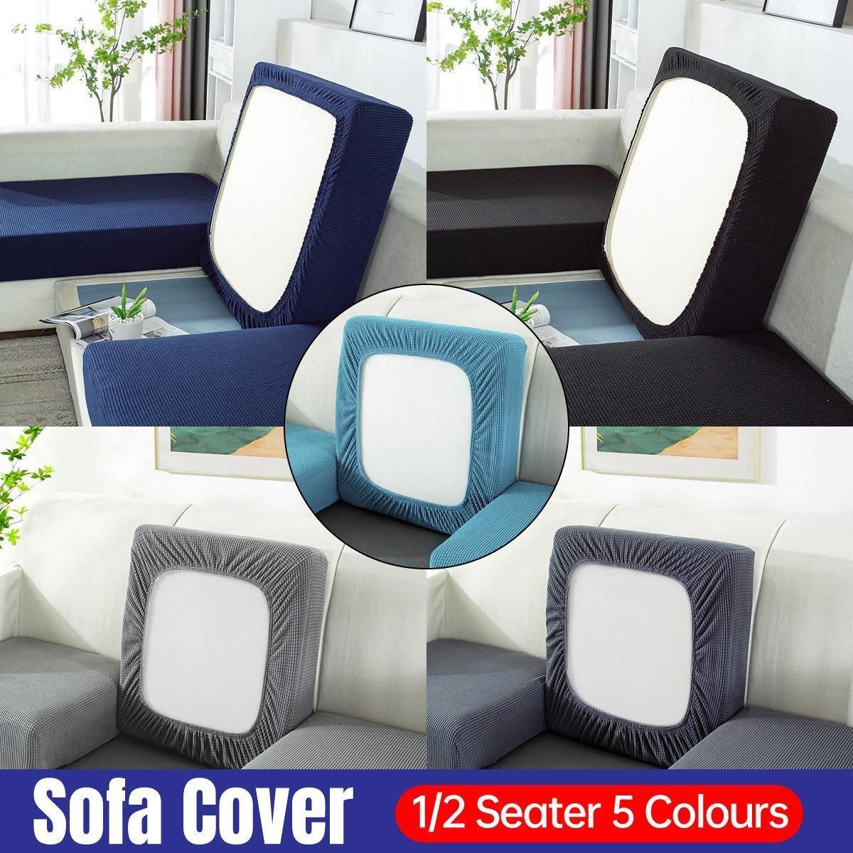 Stretch Sofa Slipcover 4 Seasons Universal Couch Protector Elastic Fabric Cover - Double-Black