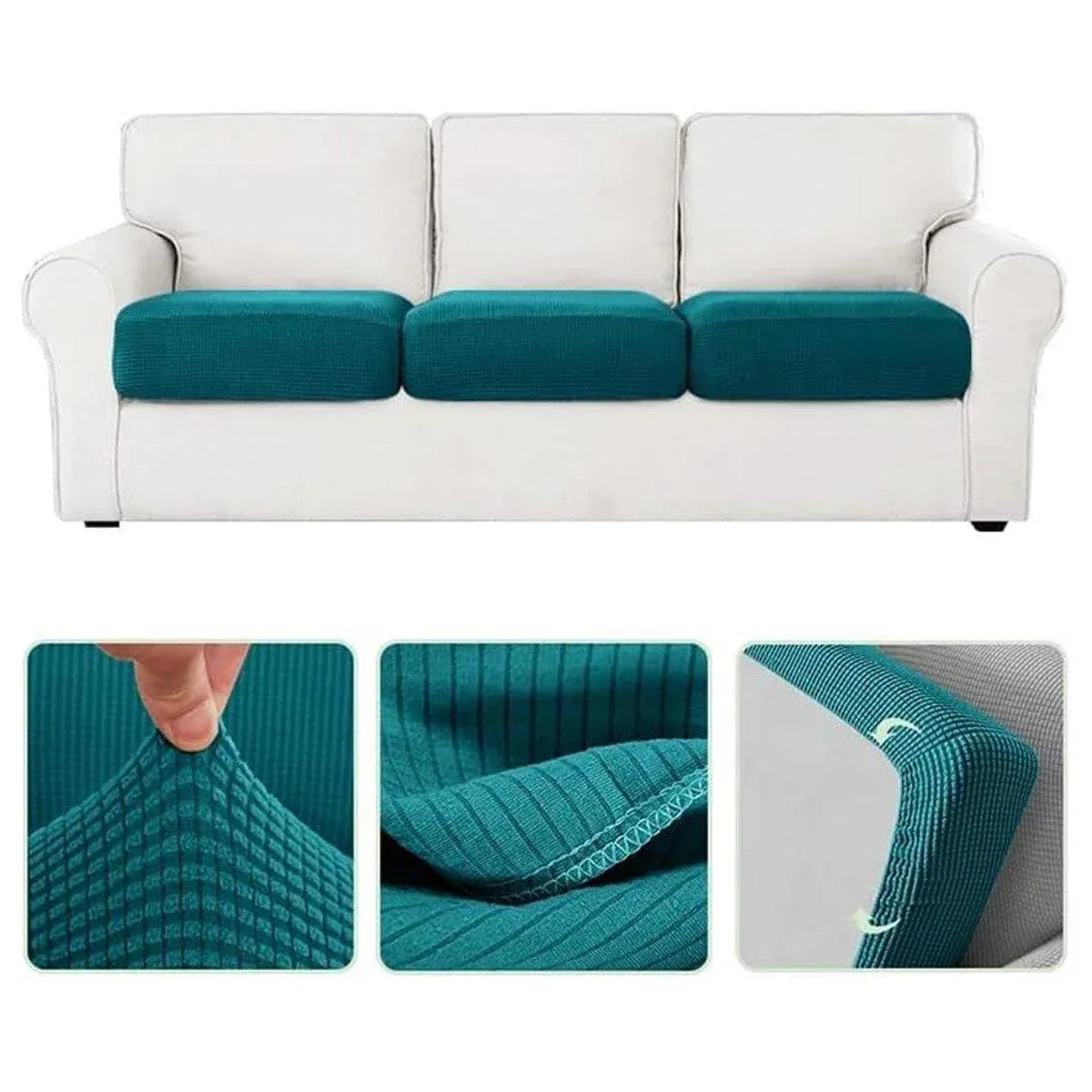 Stretch Sofa Slipcover 4 Seasons Universal Couch Protector Elastic Fabric Cover - Double-Black