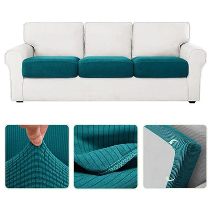 Stretch Sofa Slipcover 4 Seasons Universal Couch Protector Elastic Fabric Cover - Double-Black