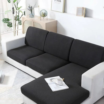Stretch Sofa Slipcover 4 Seasons Universal Couch Protector Elastic Fabric Cover - Double-Black