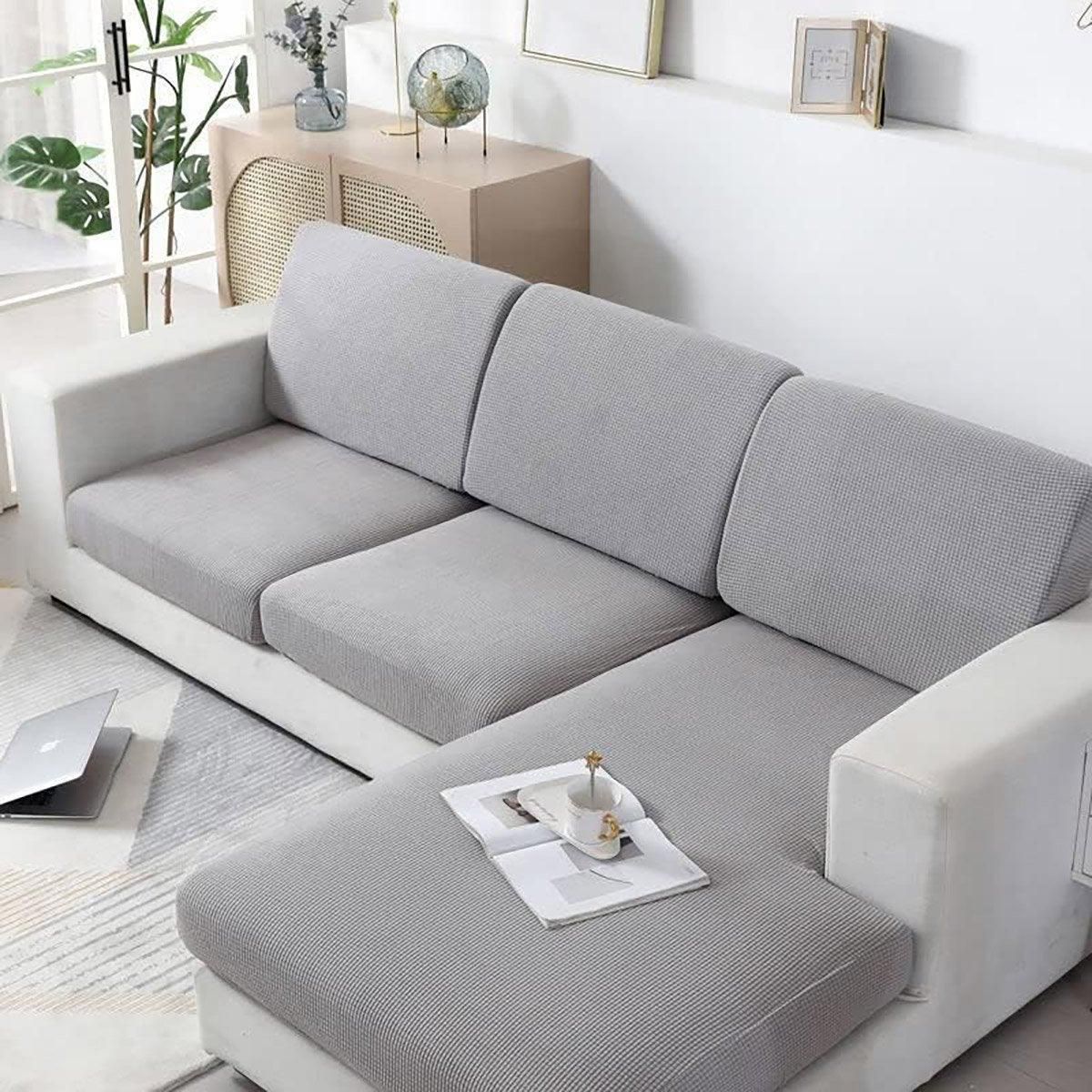 Stretch Sofa Slipcover 4 Seasons Universal Couch Protector Elastic Fabric Cover - Double-Black