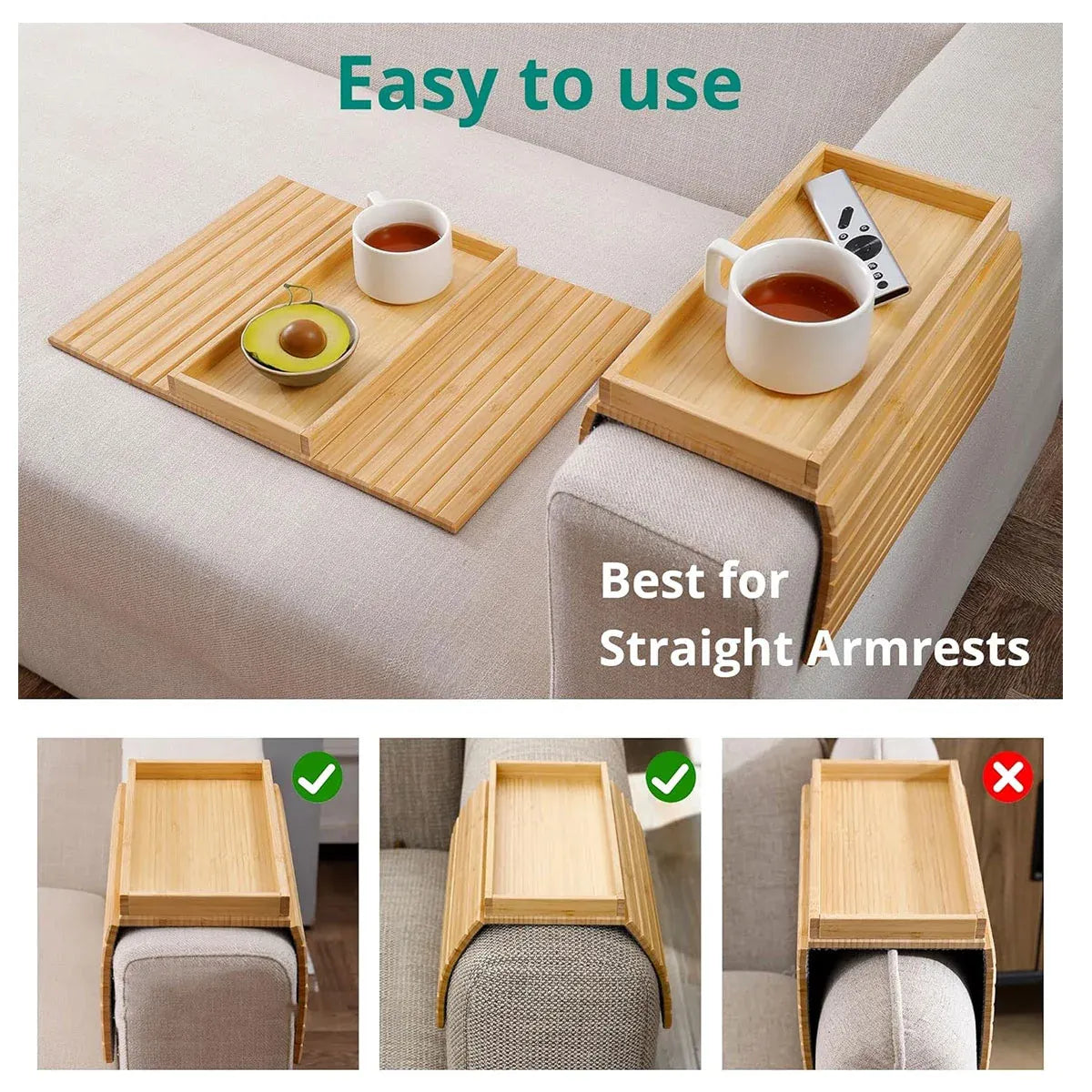 Sofa Armrest Foldable Tray Organizer Dinner Plate Storage Tray Multi-purpose