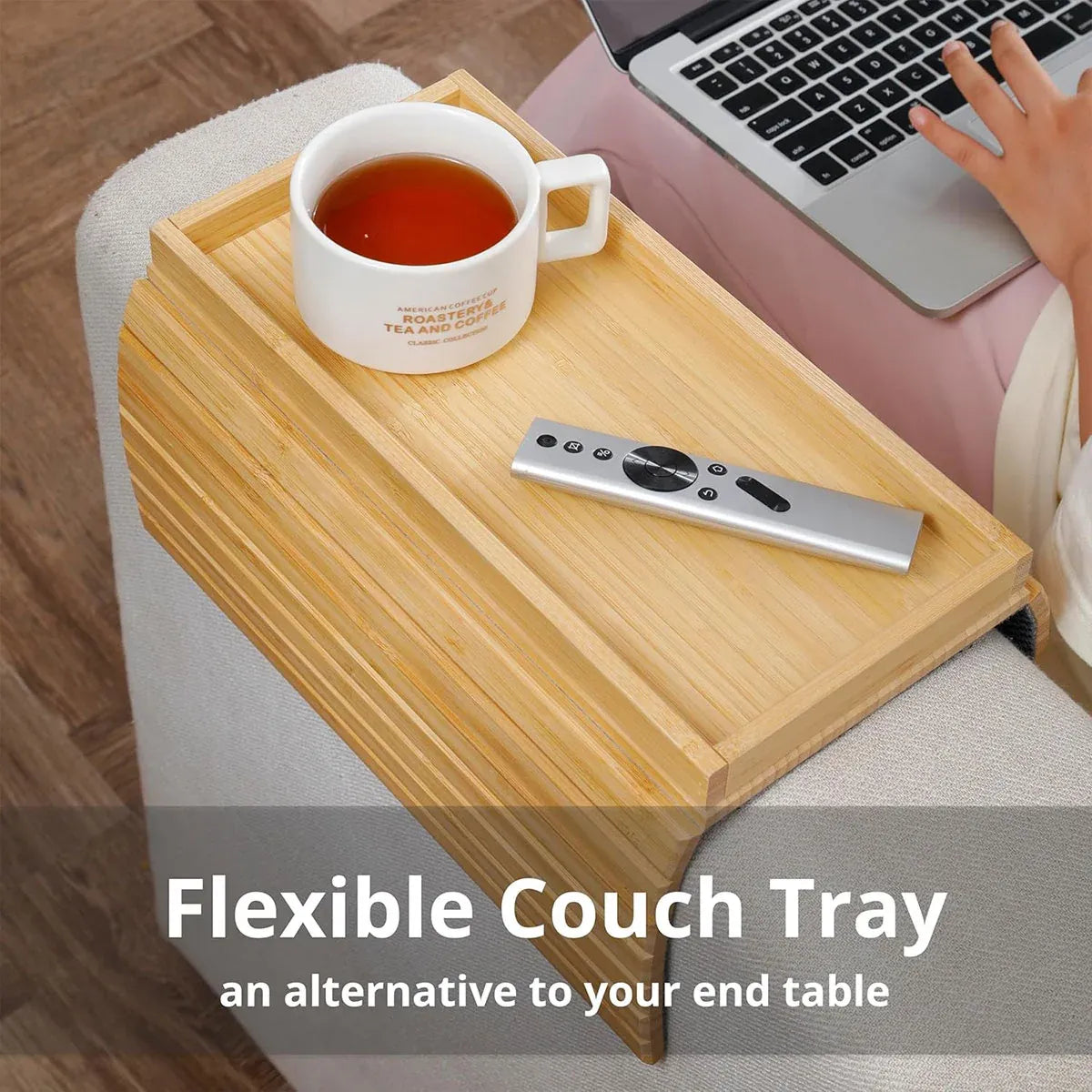 Sofa Armrest Foldable Tray Organizer Dinner Plate Storage Tray Multi-purpose