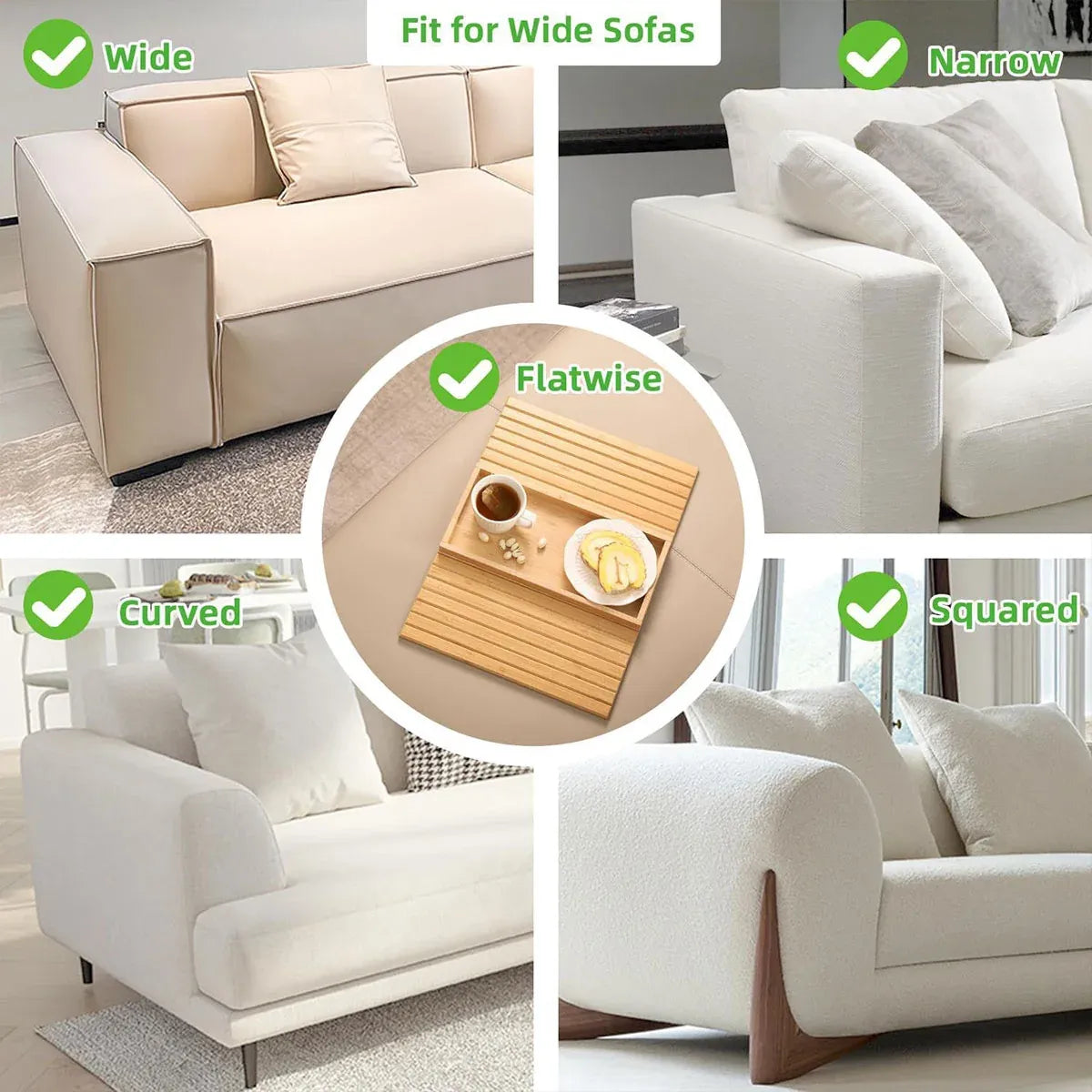 Sofa Armrest Foldable Tray Organizer Dinner Plate Storage Tray Multi-purpose
