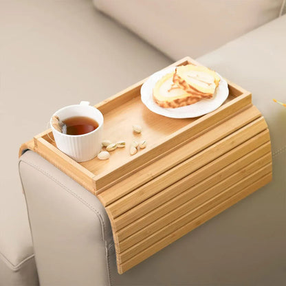 Sofa Armrest Foldable Tray Organizer Dinner Plate Storage Tray Multi-purpose